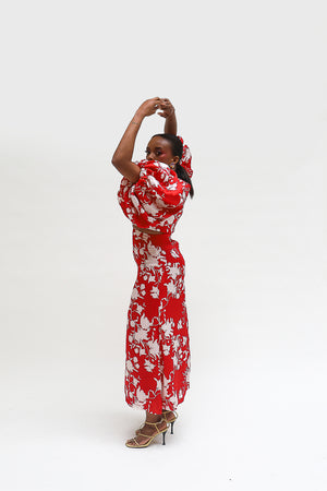 
                  
                    Load image into Gallery viewer, Esade side cut midi dress I Red
                  
                